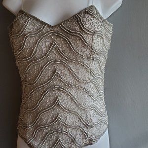 Tan-Chho Silver Sequin Sleeveless Top (Small)